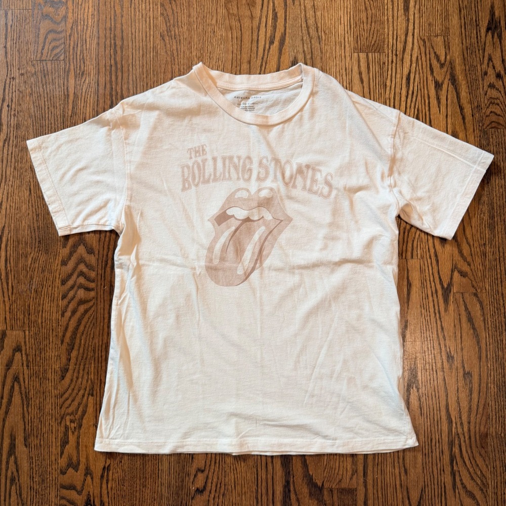 American Eagle Rolling Stones Graphic T-Shirt Band Tee XS/S Cream